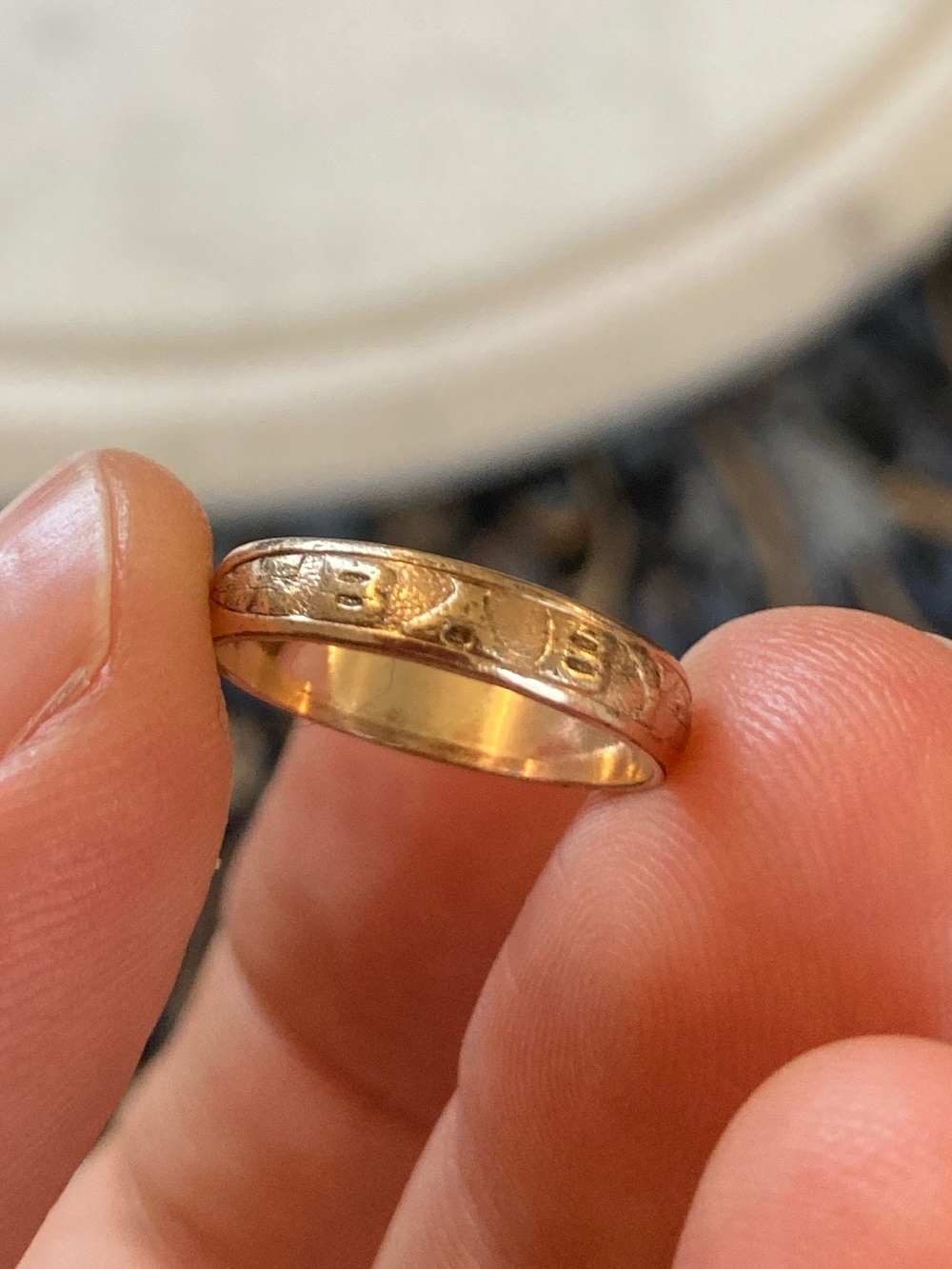 Antique Victorian “BABY” Engraved Ring, Size 3